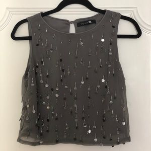 Beaded Festival Gray Top